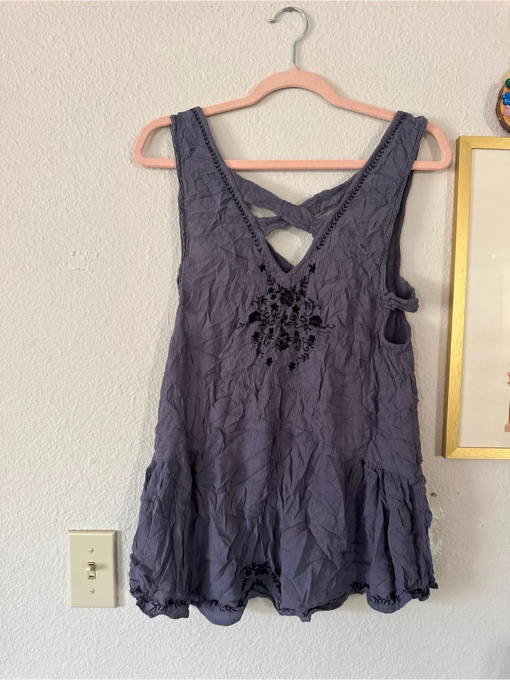 Free People S Purple Embroidered Tank